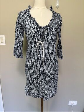 Mud Pie Navy and White Printed Swim Coverup